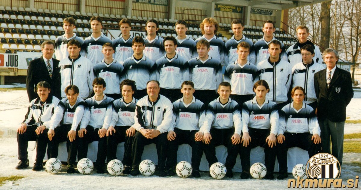 NK Mura spomladi 1997. Zgoraj (od leve): Štefan Škaper, Damjan Ošlaj, Simon Dvoršak, Nebojša Vučičević, Erik Cirkvenčić, Franc Cifer, Marko Kmetec, Robert Horvath, dr. Mladen Prettner (zdravnik). Sredina: Ervin Kerčmar (direktor), Štefan Černjavič, Aleš Gabor, Robert Berendijaš, Haris Alihodžić, Marjan Dominko, Matej Vidovič, Dino Lalič, Franc Jančar (fizioterapevt), Zlatko Tkalčec (tehnični vodja ekipe). Spodnja vrsta: Mirko Škalič (pomočnik trenerja), Adamo Baranja, Matej Fras, Danijel Brezić, Petar Nadoveza (trener), Vladimir Kokol, Sašo Lukič, Miroslav Štampfer, Alan Mesarič. NK Mura spomladi 1997. Zgoraj (od leve): Štefan Škaper, Damjan Ošlaj, Simon Dvoršak, Nebojša Vučičević, Erik Cirkvenčić, Franc Cifer, Marko Kmetec, Robert Horvath, dr. Mladen Prettner (zdravnik). Sredina: Ervin Kerčmar (direktor), Štefan Černjavič, Aleš Gabor, Robert Berendijaš, Haris Alihodžić, Marjan Dominko, Matej Vidovič, Dino Lalič, Franc Jančar (fizioterapevt), Zlatko Tkalčec (tehnični vodja ekipe). Spodnja vrsta: Mirko Škalič (pomočnik trenerja), Adamo Baranja, Matej Fras, Danijel Brezić, Petar Nadoveza (trener), Vladimir Kokol, Sašo Lukič, Miroslav Štampfer, Alan Mesarič.