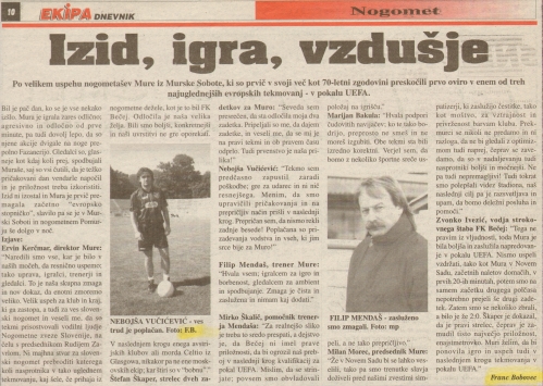 Izjave po tekmi Mura : Bečej. Izjave po tekmi Mura : Bečej.