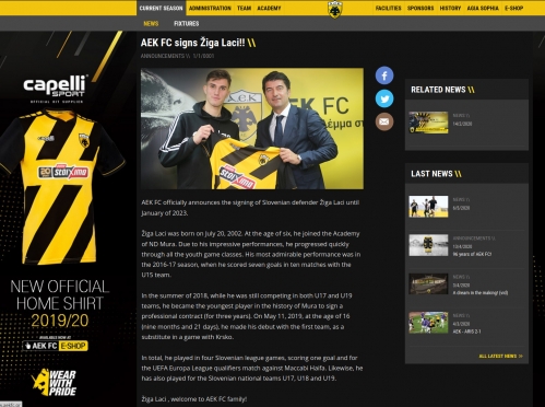 AEK je uradno predtavil Žigo Lacija. AEK je uradno predtavil Žigo Lacija.