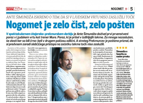 Ante Šimundža je priznal, da je Mura tekmo izgubila zaradi slabšega prvega polčasa. Ante Šimundža je priznal, da je Mura tekmo izgubila zaradi slabšega prvega polčasa.