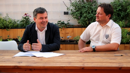 Predstavnik podjetja Pomgrad d.d. in predsednik Robert Kuzmič.