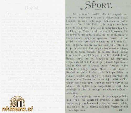 Namesto tekme s Čakovečkim Športskim klubom je Mura igrala z Old boy-i. Namesto tekme s Čakovečkim Športskim klubom je Mura igrala z Old boy-i.