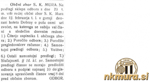 Vabilo na redni občni zbor Športnega kluba Mura. Vabilo na redni občni zbor Športnega kluba Mura.