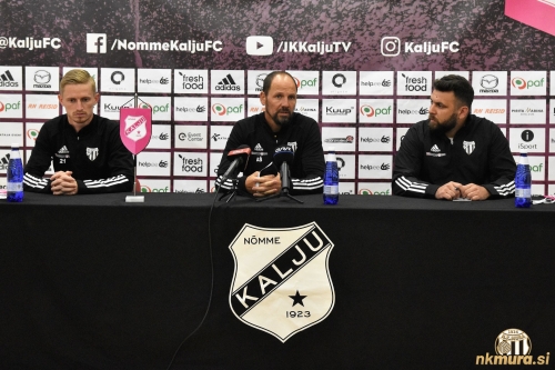 Tiskovna konferenca je potekala po treningu. Od leve: Žan Karničnik, trener Ante Šimundža in medijski predstavnik v Talinu, Smiljan Kuhar. Tiskovna konferenca je potekala po treningu. Od leve: Žan Karničnik, trener Ante Šimundža in medijski predstavnik v Talinu, Smiljan Kuhar.