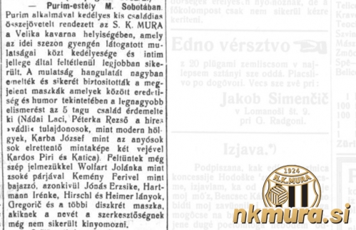 Športni klub Mura je organiziral prireditev ob judovskem prazniku. Športni klub Mura je organiziral prireditev ob judovskem prazniku.
