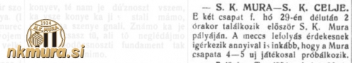 Vabilo na tekmo Mura : Celje.
