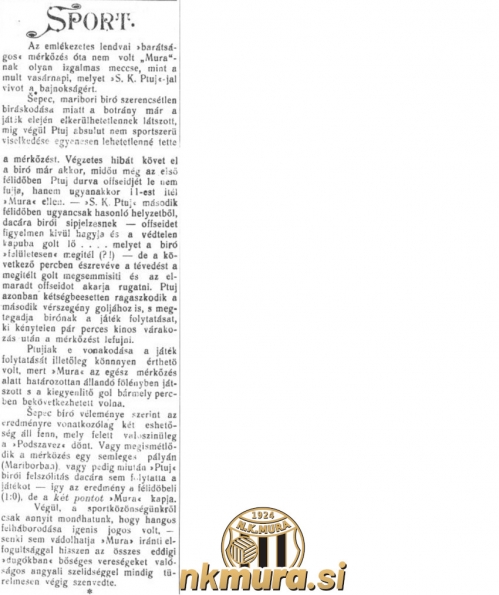Poročilo s tekme Mura : Ptuj Poročilo s tekme Mura : Ptuj