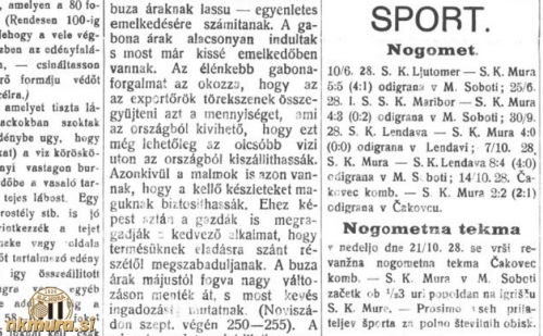 Prijateljske tekme, ki jih je Mura igrala jeseni 1928. Prijateljske tekme, ki jih je Mura igrala jeseni 1928.