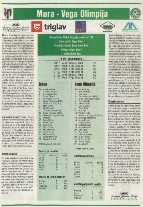 Pred tekmo Mura : Olimpija Pred tekmo Mura : Olimpija