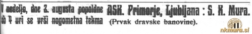 Vabilo na tekmo Mura : AŠK Primorje Vabilo na tekmo Mura : AŠK Primorje