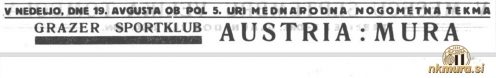 Vabilo na mednarodno tekmo Mura : Austria Graz. Vabilo na mednarodno tekmo Mura : Austria Graz.