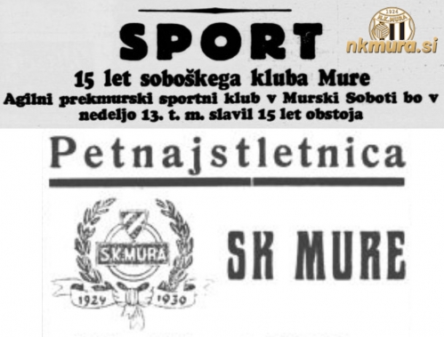 SK Mura je 13. avgusta 1939 praznovala 15 let obstoja.