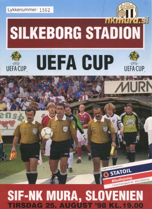 Naslovnica biltena pred tekmo Silkeborg : Mura, 25. avgusta 1998. Naslovnica biltena pred tekmo Silkeborg : Mura, 25. avgusta 1998.