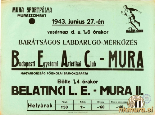 Vabilo na tekmo med Muro BEAC-om.