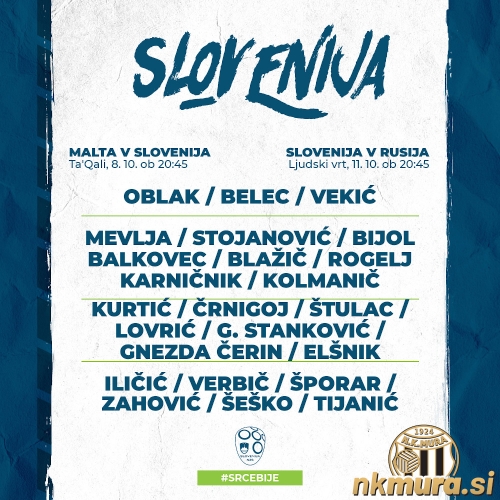 Seznam reprezentantov za kvalifikacijski tekmi Slovenije proti Malti in Rusiji. Na seznamu je prvič Žan Karničnik. Seznam reprezentantov za kvalifikacijski tekmi Slovenije proti Malti in Rusiji. Na seznamu je prvič Žan Karničnik.