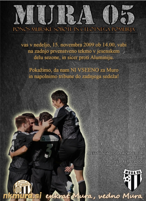Prednja stran vabila na zadnjo tekmo v jesenskem delu sezone 2009/2010.
