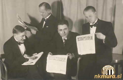 Uredniški odbor Düplina. Od leve: dr. Janez Nemec, Ivan Peterka, Milan Ferjan in Jože Zrim.