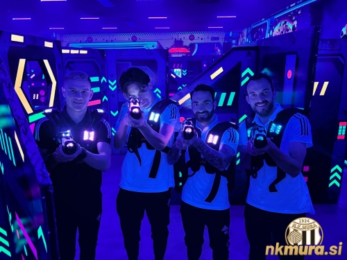 Teambuilding Murašev v Woopu Murska Sobota. Od leve: Luka Bobičanec, Miha Kompan Breznik, Mitja Lotirč in Žiga Kous.