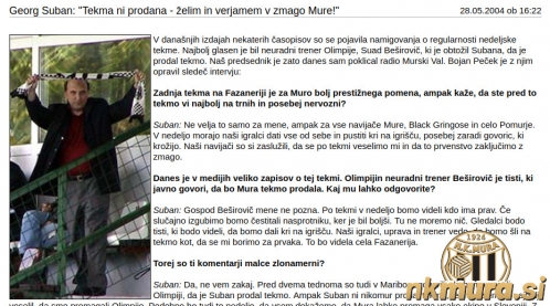Zaslonski posnetek intervjuja z uradne spletne strani kluba. Zaslonski posnetek intervjuja z uradne spletne strani kluba.