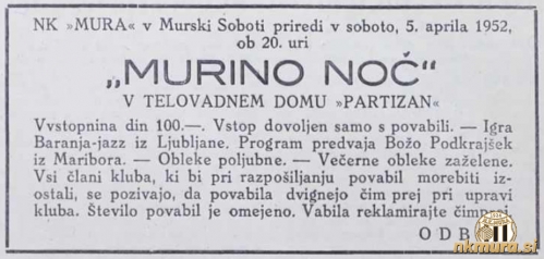 Murina noč v telovadnem domu Partizan v Murski Soboti. Murina noč v telovadnem domu Partizan v Murski Soboti.