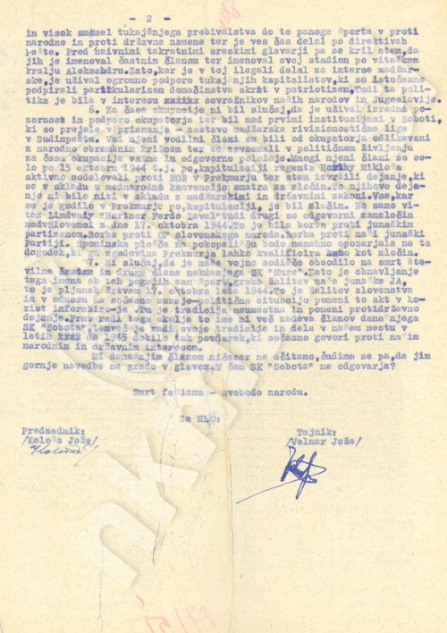 Protest MLO-ja proti preimenovanju Sobote v Muro.