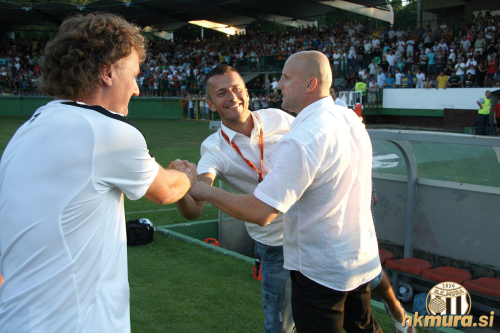 Trio, ki je Muro popeljal do zmage proti Kopru. Od leve: Feri Cifer (pomočnik trenerja), Igor Celec (športni direktor) in Robert Pevnik (trener).