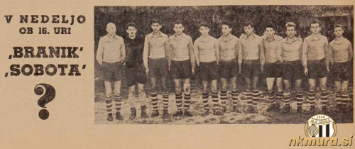 Vabilo na tekmo med Soboto in Branikom, ki je bila odigrana 10. maja 1959. Vabilo na tekmo med Soboto in Branikom, ki je bila odigrana 10. maja 1959.