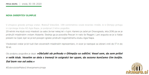 V Slovenijo se je vrnil 30. septembra 2020. V Slovenijo se je vrnil 30. septembra 2020.