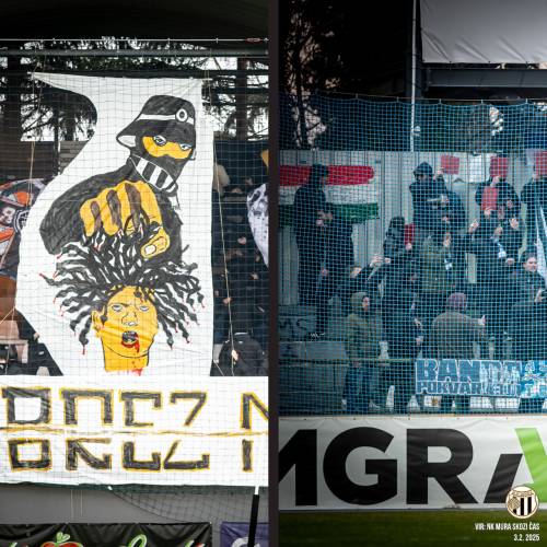 Navijaško dogajanje na prekmurskem derbiju. Na eni strani Black Gringosi, na drugi Gorgone. Navijaško dogajanje na prekmurskem derbiju. Na eni strani Black Gringosi, na drugi Gorgone.