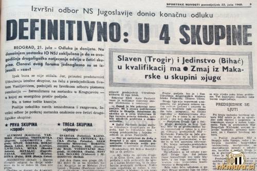 Nogometna zveza Jugoslavije je dokončno odločila, da bo II. zvezna liga v sezoni 1968/69 razdeljena na štiri skupine. Mura je bila uvrščena v zahodno skupino.