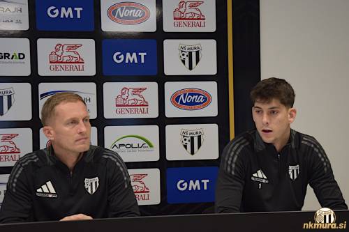 Darjan Slavic in Nejc Dermastija na novinarski konferenci pred pokalno tekmo Mure in Nafte.