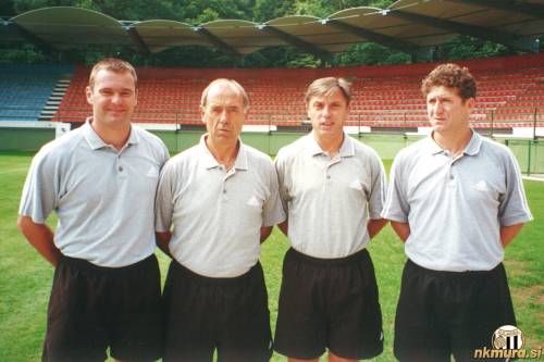 Strokovni štab Mure v sezoni 2000/01. Od leve: Kristijan Benčina (kondicijski trener), Slobodan Đurić (trener vratarjev), Zlatko Kranjčar (trener), Zlatko Gabor (pomočnik trenerja).