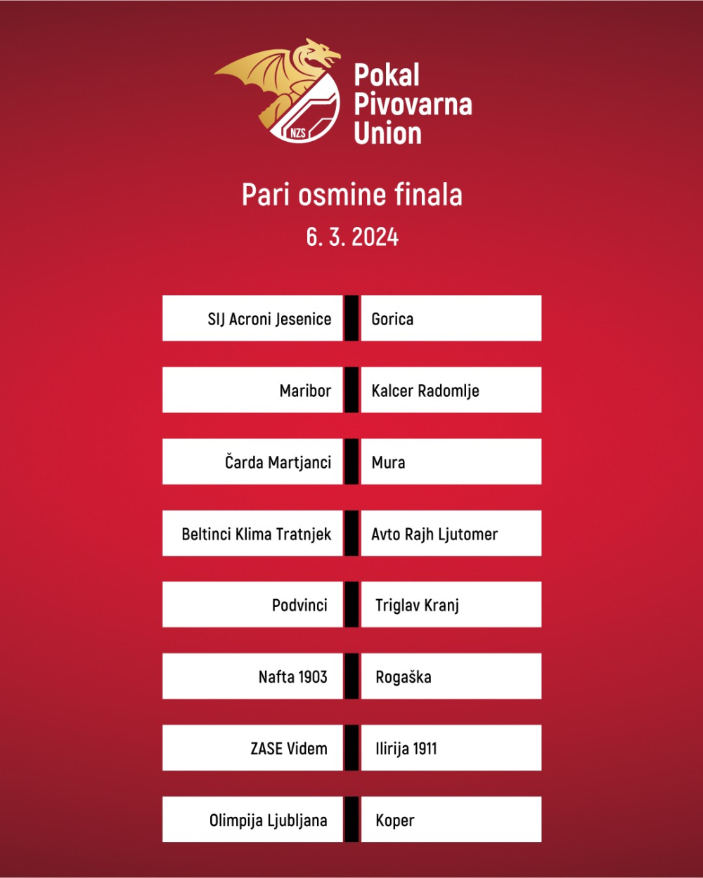 Pari osmine finala pokala Pivovarna Union 2023/24.