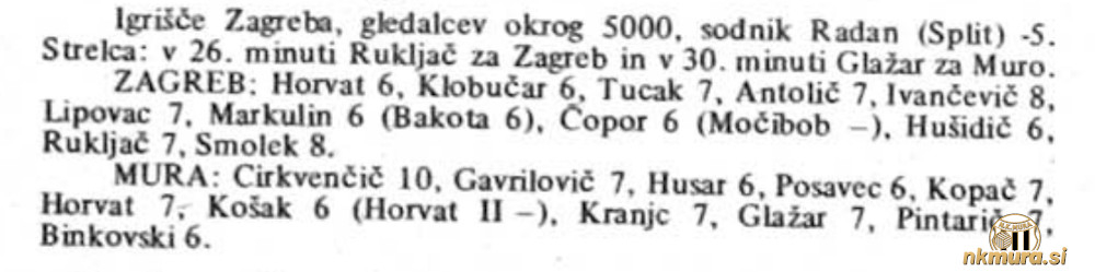 Zapisnik s tekme. Zoran Cirkvenčić je prejel oceno 10. Zapisnik s tekme. Zoran Cirkvenčić je prejel oceno 10.