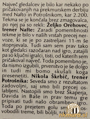 V ekipi so uporabljali izraz prekmurski derbi.