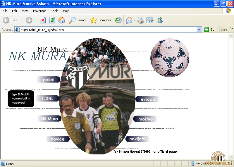 Vstopna stran prve neuradne Murine spletne strani. Takšen je bil zaslonski posnetek julija 2000. Vstopna stran prve neuradne Murine spletne strani. Takšen je bil zaslonski posnetek julija 2000.