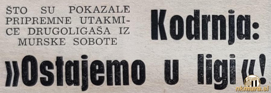 Trener Mure Slavko Kodrnja pravi, da bodo Sobočani obstali v II. zvezni ligi zahod. Trener Mure Slavko Kodrnja pravi, da bodo Sobočani obstali v II. zvezni ligi zahod.